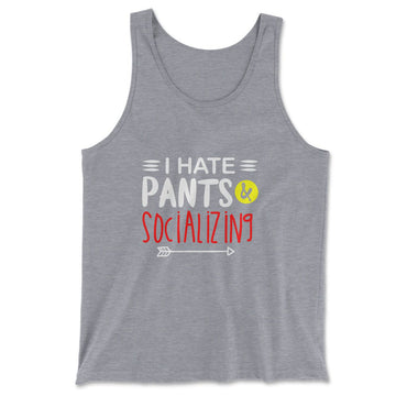 I Hate Pants & Socializing Men/Unisex Tank in Athletic Heather color